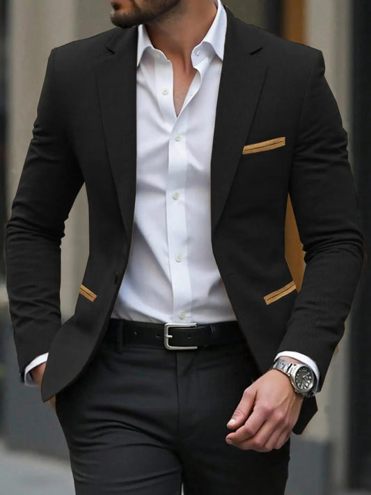 Men's Corduroy Blazer Jacket Medium Thick Business Suit Spring & Fall Season Fitted Design Woven Fabric Style