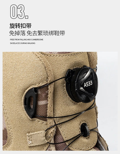 Large Outdoor Training Boots Men's Mountaineering Hiking Boots High Top Rotating Buckle Fashion Camouflage Sports Shoes