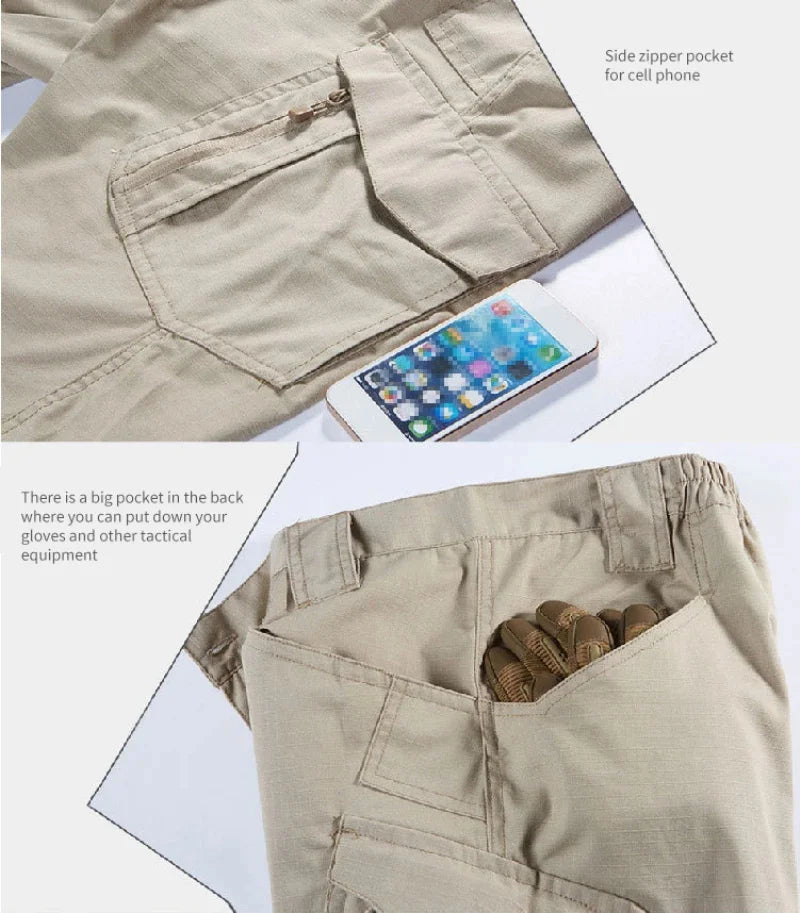 Mens Waterproof Cargo Pants Elastic Multiple Pocket Male Trousers Outdoor Joggers Pant Plus Size Tactical Hiking Pants