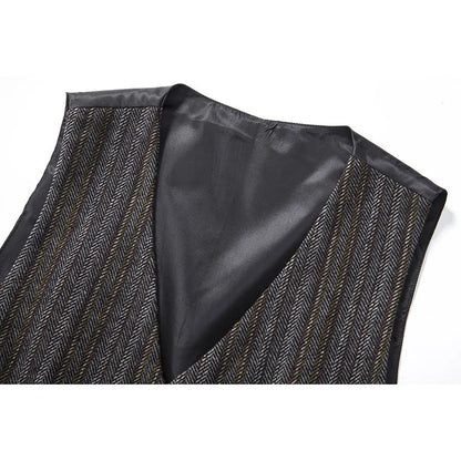 Men Waistcoat Autumn Vintage Striped Single-breasted Man Vest Slim Sleeveless Business Casual Versatile Male Suit Vest
