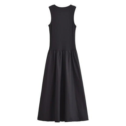 Knitted Dresses 2025 Woman Sleeveless Black Long Dress Women Bodycon Summer Solid Dresses One Pieces Midi Casual Dresses