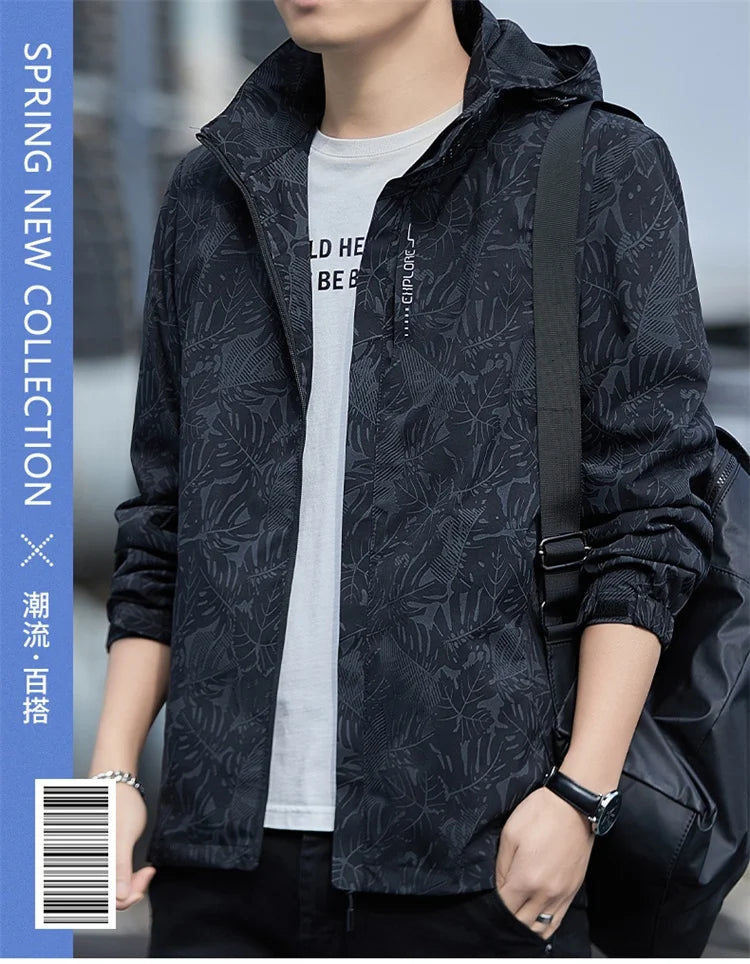 Man 2026 New Spring Autumn Leisure And Comfortable Outdoor Zipper Windbreaker Fashion Printed Windproof Jacket