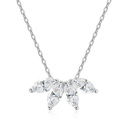 2CTTW 4*8mm Marquise Cut Full Moissanite Pendant Necklace for Women Flower Lab Diamond Wedding Pure 925 Silver Jewelry