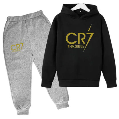 Ronaldo CR7 Print Football Idol Clothing Children Hoodie 2pcs Set Pants Suit Kids Boys Tracksuit Girls Clothing Sport Tracksuits