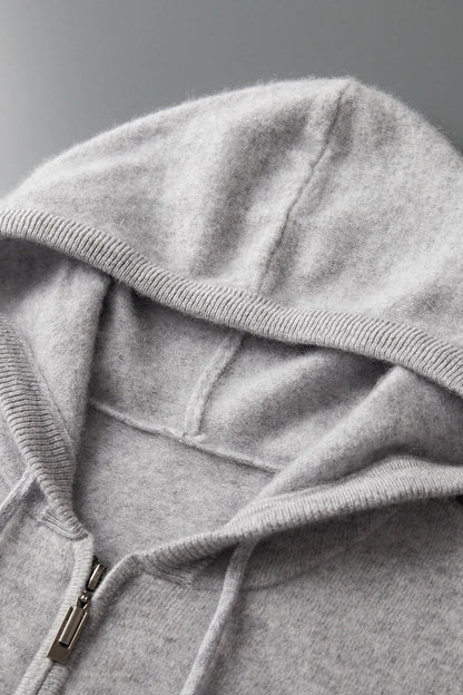 2025 New Men Knitted Plane Hooded Cardigan Cashmere Sweater Zipper Design Pocket Decoration High quality Thick Warmth Hoodie