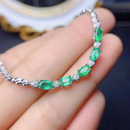 New Style Natural Emerald Bracelet for Women Jewelry Real 925 Silver Gold Plated Natural Gem Birthstone Party Gift Sale