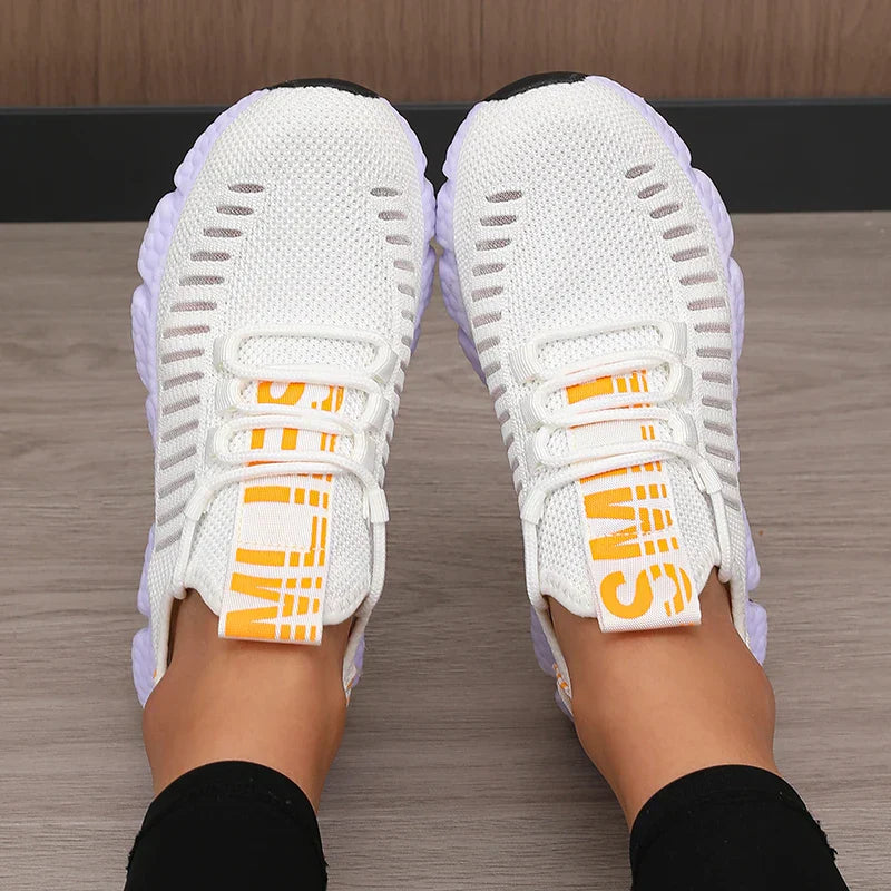 Women's Sports Shoes Mesh Lightweight Soft Sole Jogging Strap Breathable Fashion Sports Walking Casual Tennis Flat Shoes for Men
