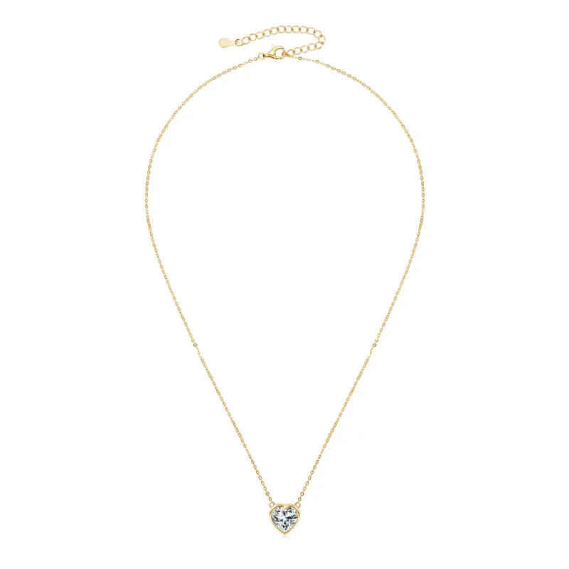 Certified 2.0CT Heart Cut Moissanite Pendant Necklace 925 Sterling Silver Necklaces for Valentine's Day Jewelry Gift