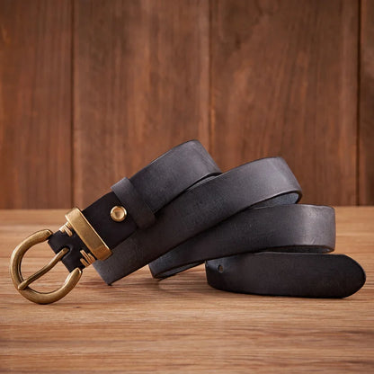 2.8CM Ladies Pure Cowhide High Quality Genuine Leather Belts for Women Brass Buckle Jeans Cowboy Waist Belt Luxury Designer