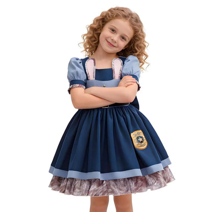 Girls Cosplay Zootopia 2 Police Officer Judy Bunny Dress For Kids Holiday Party Cute Dress With Accessories Fancy Set