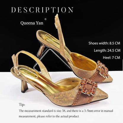 Spot Goods!Festive Elegance: Queena Yan High Quality Women's Pumps Fashion Design For African Wedding Party Ladies Shoes
