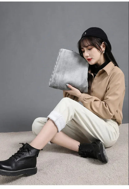Winter Warm Slim Jeans Ladies Casual Denim Pencil Pants Thick Velvet Women Jeans High Waist Skinny Straight Jeans Fleece