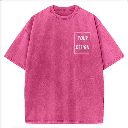 Men's and Women's Cotton Washed T-Shirt Custom Printed T-Shirt 230G Top DIY Your Favorite Pattern or Logo Fashionable Custom Top