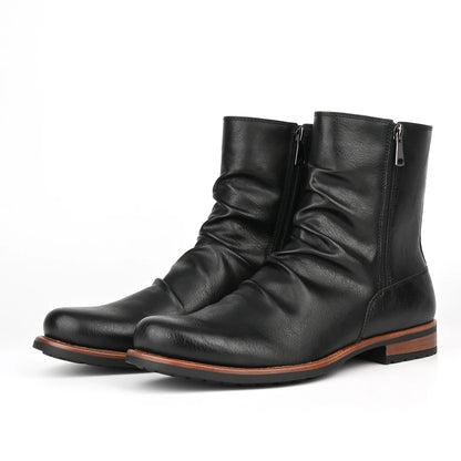 Men's British Style Low-Heeled Retro Boots for Everyday Casual Wear