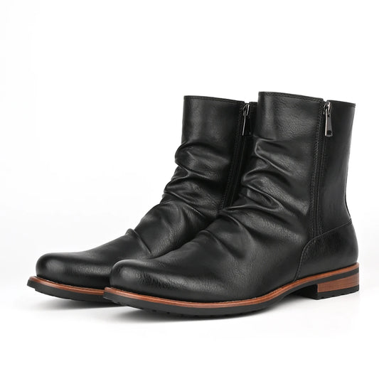 Men's British Style Low-Heeled Retro Boots for Everyday Casual Wear