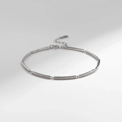 White Gold Plated Bracelet For Women 925 Sterling Silver Rectangle Pave Setting Bracelet Dainty Fashion Basic Jewelry