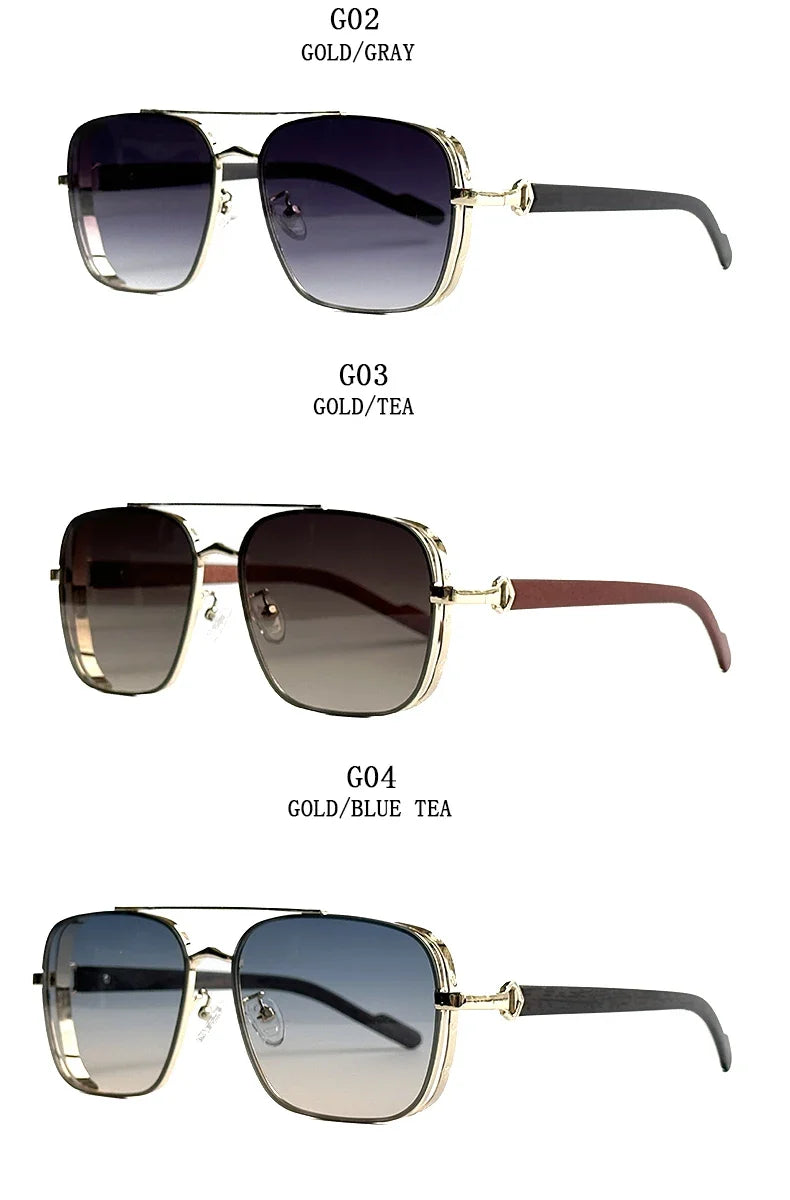 Luxe Sunglasses For Men Wooden Square Sunglasses Women Trendy Vintage Fashion Glasses Retro Trending Gafas De Sol Hombre Lunette