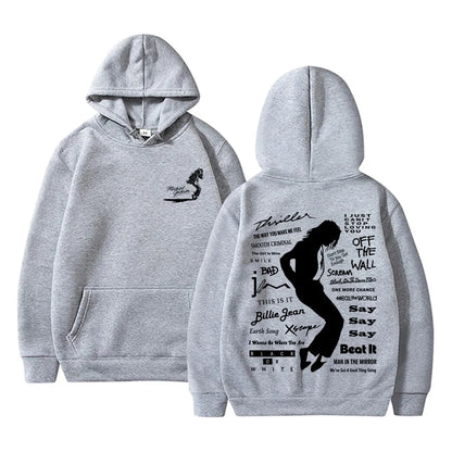 Michael Jackson Album Logo Graphic Hoodie Men Women Vintage Gothic Rock Streetwear Men's Fashion Oversized Sweatshirt Pullover