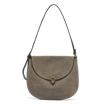 Autumn Winter women's Natural suede leather Crossbody Shell Bag Fashionable Shoulder Handbag Lady Luxury Designer saddle Bag