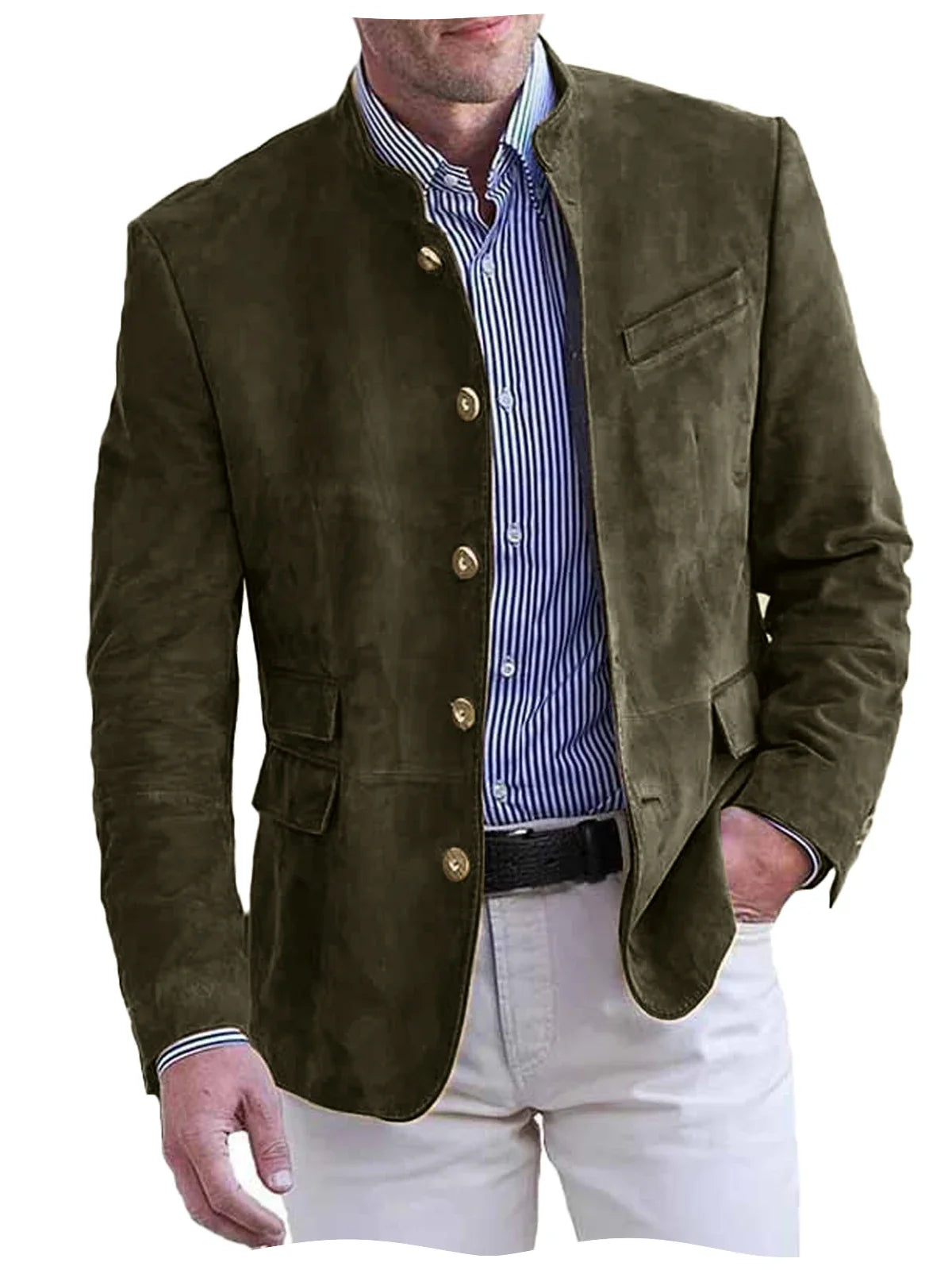 Autumn Winter Men's Casual Blazer Fashion Single-Breasted Snowflake Fleece Jacket Solid Color Daily Work Business Party Coats