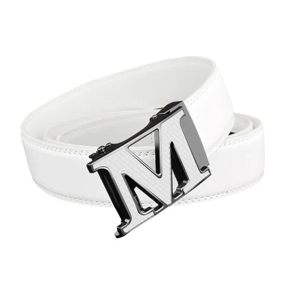 M letter Men Designer Belts High Quality White Luxury Brand Belt Automatic Buckl Cowskin Casual Waist Strap Ceinture Homme