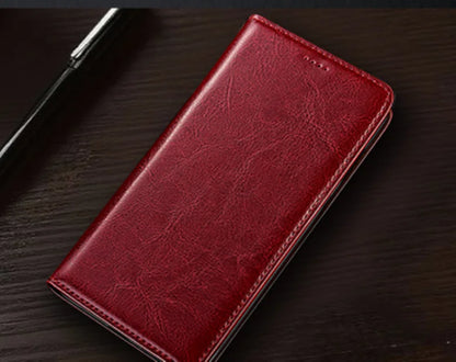 Crazy Horse Genuine Leather Flip Case For Apple iPhone 12 13 14 15 16 16e 17 Pro Max Plus Mini Air Phone Cover Card Cases