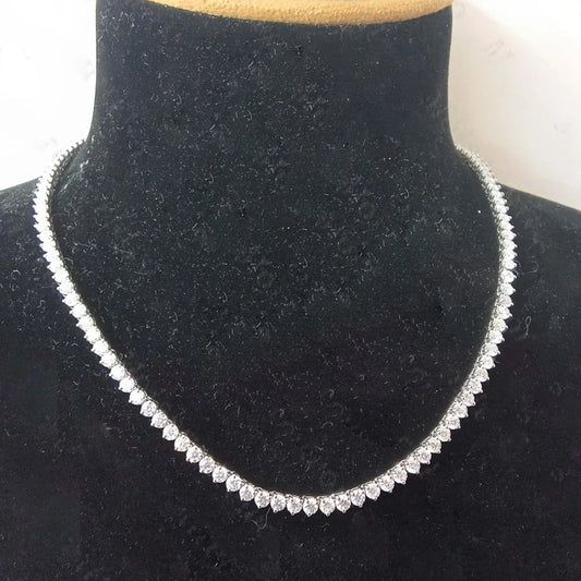 3/4/5mm  Moissanite Tennis Necklaces for Women Men 925 Sterling Silver 3-Prong Setting Diamond Riviera Necklace With Certificate