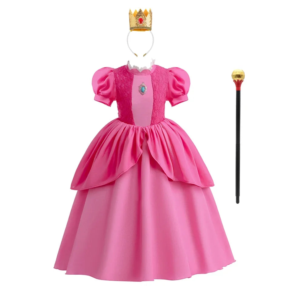 2026 New Child Summer Pink Peach Princess Dress Up Baby Clothes Kids Birthday Party Dresses Little Girls Carnival Costume
