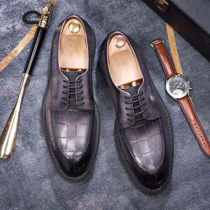 Luxury Man Dress Shoes Increased Height Oxfords Shoe Genuine Cowhide Leather Crocodile Pattern Elegant Wedding Male Footwear