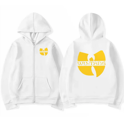 Hip Hop Années 90 Wu Clan T-tangs Graphics Hoodie Men Women's punk Zip Up Jacket Long sleeve Fleece gothic Coat Loose streetwear