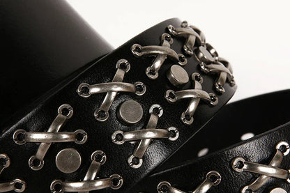3.8CM Cowboy Punk Belt Real Genuine Leather Men Belt Metal Stud Rivet Jeans Belts For Men Strap Ceinture Homme Male Strap