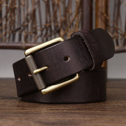 4.0CM Thick Cowhide Copper Buckle Genuine Leather Casual Jeans Thickened Belt Men High Quality Retro Luxury Male Strap Cintos