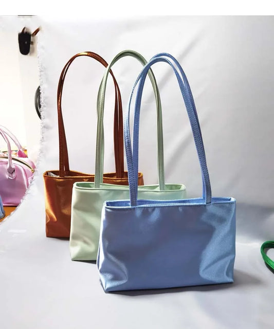 Luxury Silk Women's Shoulder Bag Square Underarm Handbag Contrasting Color Macaron Commuter Tote by Famous Brand