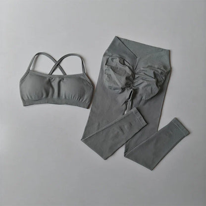 Women's Seamless High-Waisted Gym Legging And Padded Tank Top Workout Fitness Sport Bras Suit Yoga Set Fitness Gym Clothing