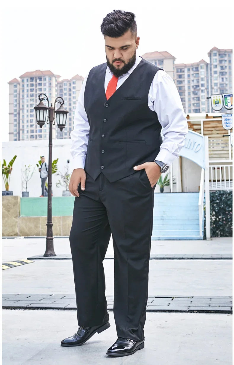 Plus Size Black Navy Suit Vest Men Solid Color Single Breasted Waistcoat For Host Groom Groomsmen Grey Black Navy Waist Coat 9XL
