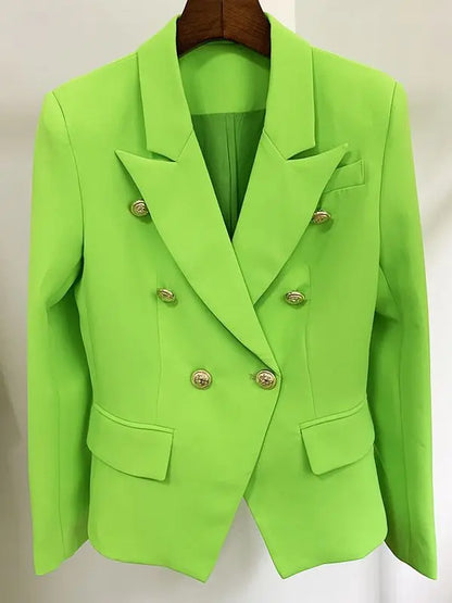 TOP QUALITY New Fashion 2026 Designer Jacket Women's Classic Double Breasted Metal Lion Buttons Blazer Outer Size S-5XL