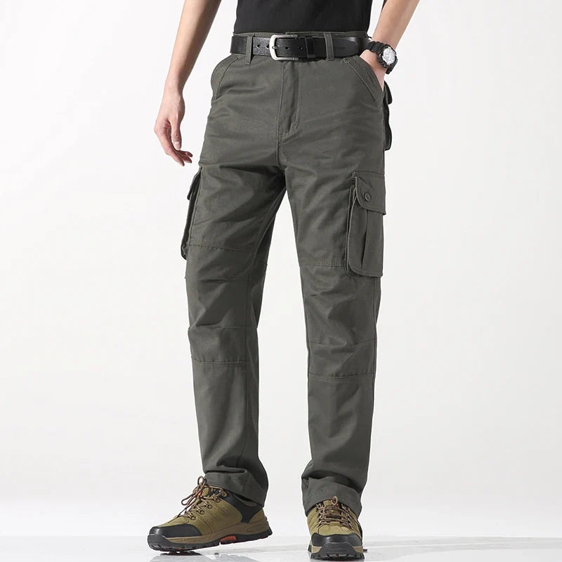 Male Cargo Pants Tactical Cotton Overalls Outdoor Utility Work Trousers Relaxed Fit Big Size Hombre Clothing