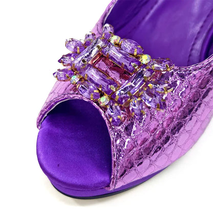 Fashion Italian Shoe and Bag Set Designer Women 2024 African Ladies Shoes and Bags Decorated with Rhinestone Wedding Women Pumps