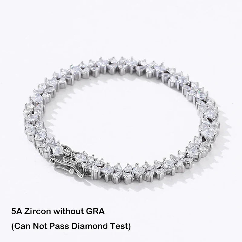 Original Clover Pear Cut Zircon Tennis Bracelet for Women Lady S925 Silver High Carbon Gemstone Link Bracelets Wholesale