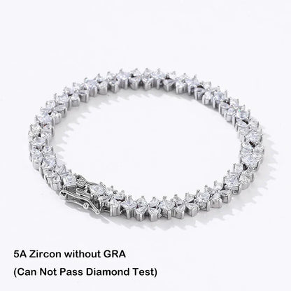 Original Clover Pear Cut Zircon Tennis Bracelet for Women Lady S925 Silver High Carbon Gemstone Link Bracelets Wholesale