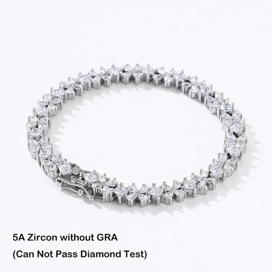 Bracelet de Tennis en Zircon Taille Poire Trèfle Original pour Femme, en Argent S925, avec Pierres Précieuses à Haute Teneur en Carbone, Vente en Gros