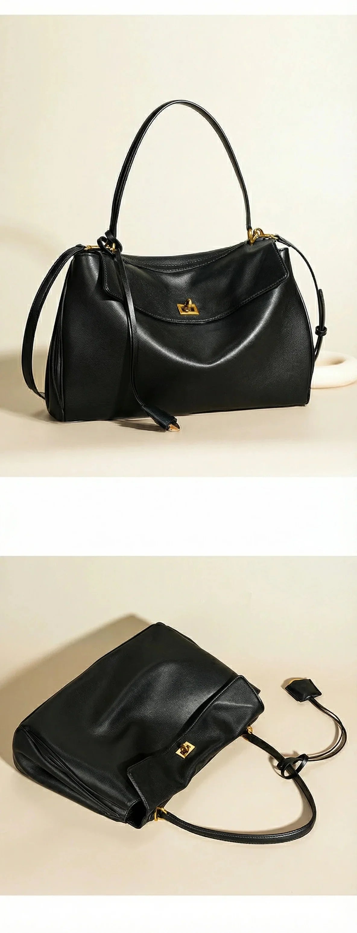2026 large Genuine leather shoulder bag armpit top layer cowhide large capacity women's commuting high-end tote bag