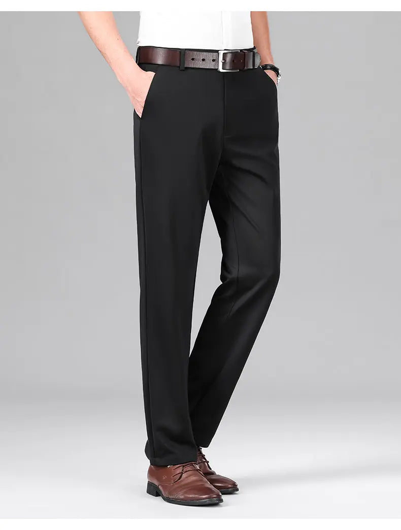 Mens Business Casual Pants Stretch Dress Pants Wrinkle Free Suit Pants Embriodery 4-Way Stretch Formal Dress Pants