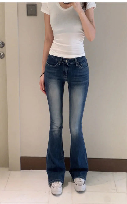 High Waist Sexy Split Denim Jeans Long Leg Lengthening Bell Bot Cotton Stretch Denim Pants for Women Spring Autumn