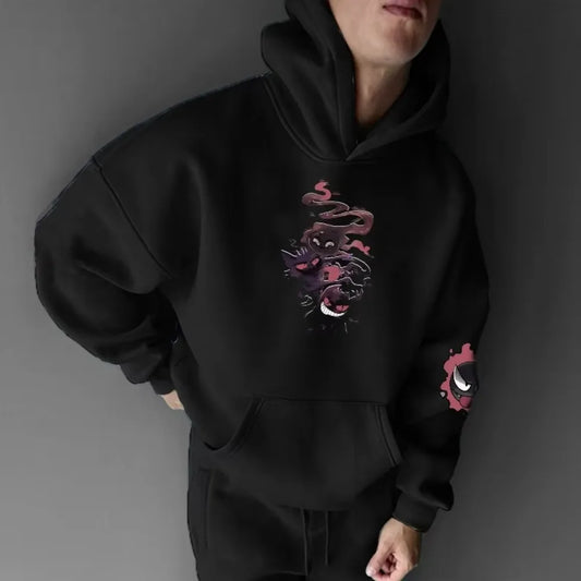 Anime Pokémon Halloween Gengar Double Printed Hoodie for Men and Women, Autumn/Winter  Harajuku Large Size Casual Trend Sweater