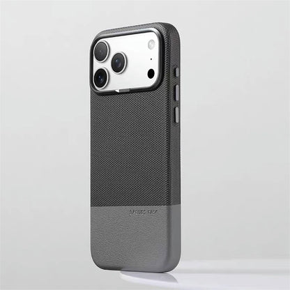 For Magsafe Fine Grained Leather Case For iPhone 17 Pro Max Ari 16 15 14 13 Metal Lens Frame Wireless Charge Accessories Cover