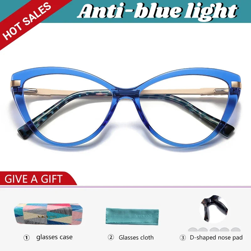 New Cat Eye Optical Glasses Women Myopia Prescription Glasses Hyperopia Reading Glasses Anti Blue Light Computer Eyewear