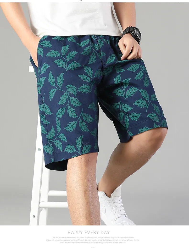 Men's Printed Casual Shorts Summer Light Weight Shorts Outdoor Sports Cool Breathable Beach Relaxed Fit Cotton Cargo Shorts