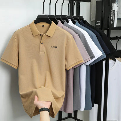 Luxury brand polo shirt short sleeved letter printed men's top summer 100% cotton comfortable breathable casual lapel T-shirt