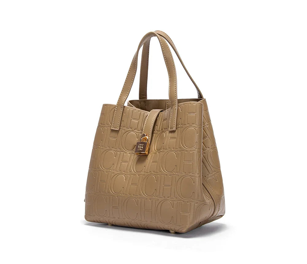 Classic Simple Solid Color Women's New 2024 Large Capacity Handbag Letter Element Women's Handbag